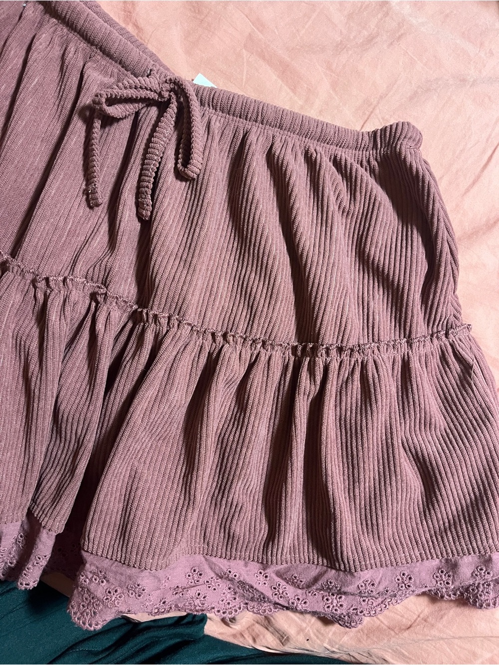 No Boundaries Dusty Mauve Tiered Mini Skirt